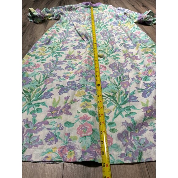 Vintage Models Coat Floral Nightgown Robe Size M 55% Cotton 45% Polyester White - Picture 12 of 14